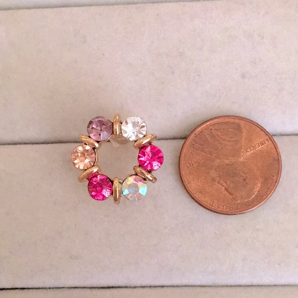 Rose, Champagne, Amethyst + Aurora Borealis Gold Circle Crystal Earrings - Picture 5 of 5